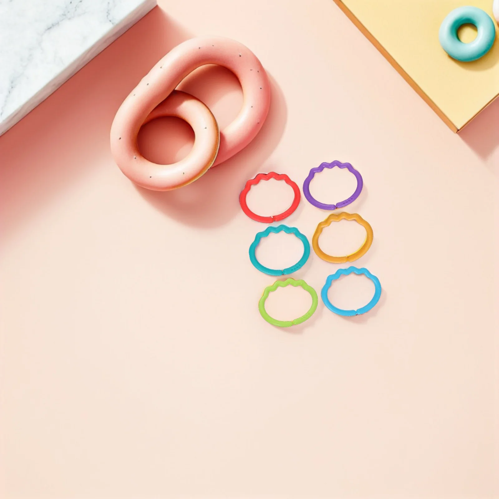 

48pcs Baby Hand Grasp Ring Creative Connecting Ring For Infant Comfort Molar Relief Soft Teether Plaything Lightweight Portable