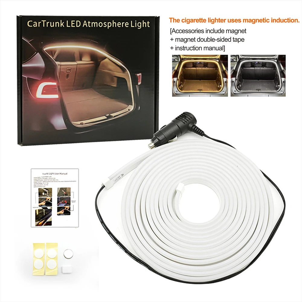 RGB Flowing Trunk Ambient Light 64 Colors APP Remote Dual Control Dynamic Rhythm LED Strip 110 140cm Car Interior Tailgate Decor