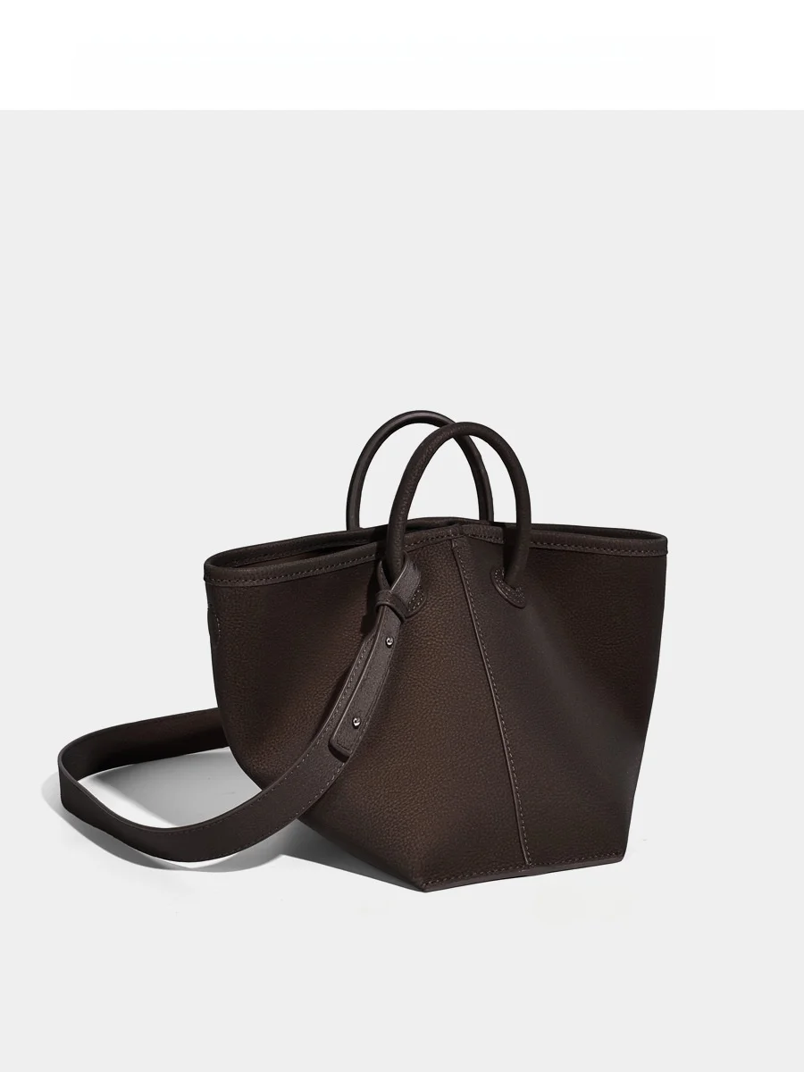 

Retro Irregular Soft Leather Tote Bag Women Large Capaci Commuter Crossbody Bag Casual Simple Sle Magnetic Bule Closure
