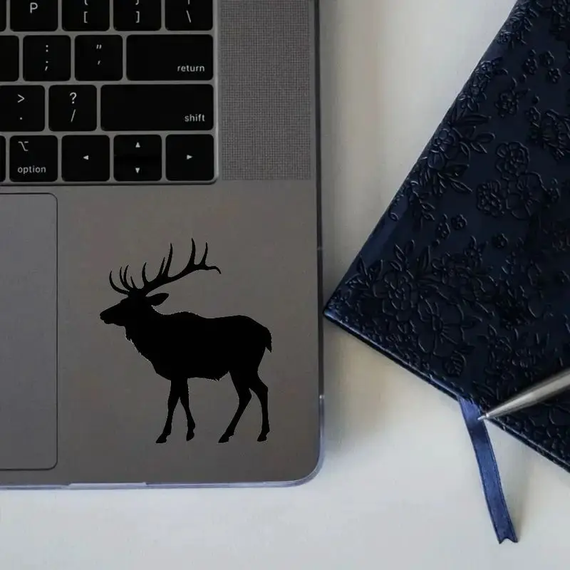 

1pc Black Elk Deer Silhouette White Outline Vinyl Sticker, Waterproof Self-Adhesive Decal for Car Windows