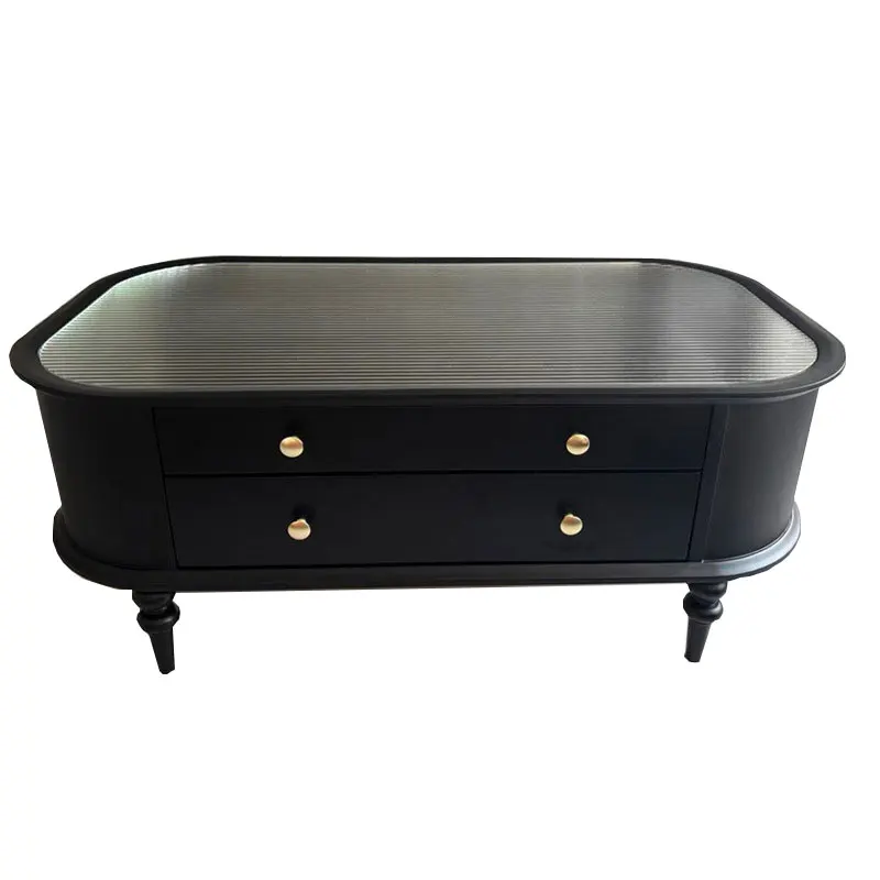 

#@French Vintage Solid Wood Coffee Table Modern American Middle Ancient Sofa's Luxury Oval Tea Living Room Home Furniture