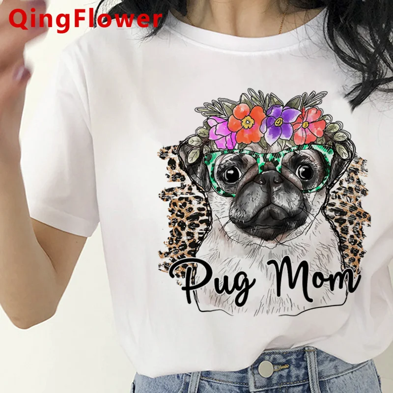 

Kawaii Pug Dog t shirt female harajuku print aesthetic tumblr t-shirt tumblr white t shirt