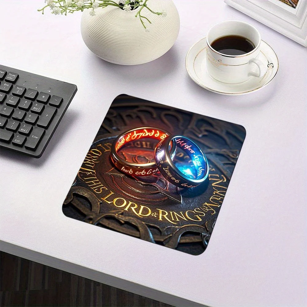 Ring Design Pattern Square Small Mouse Pad Anti-Slip Rubber Base Portable Office Desk Pads Computer Notebook PC Accessories