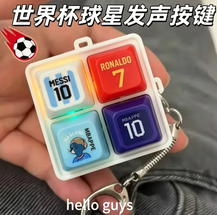 Prank Toys - Haaland Fußball-Themen-Schlüsselanhänger mit Geräusch- und Leuchtknöpfen,