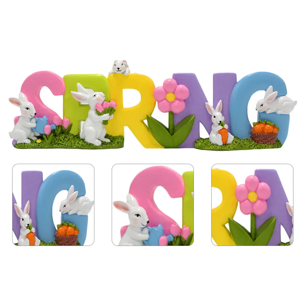 

Rabbit Letter Resin Table Sign Easter Decoration For Home Party Desktop Centerpiece Craft Ornament Easter Tabletop Decor