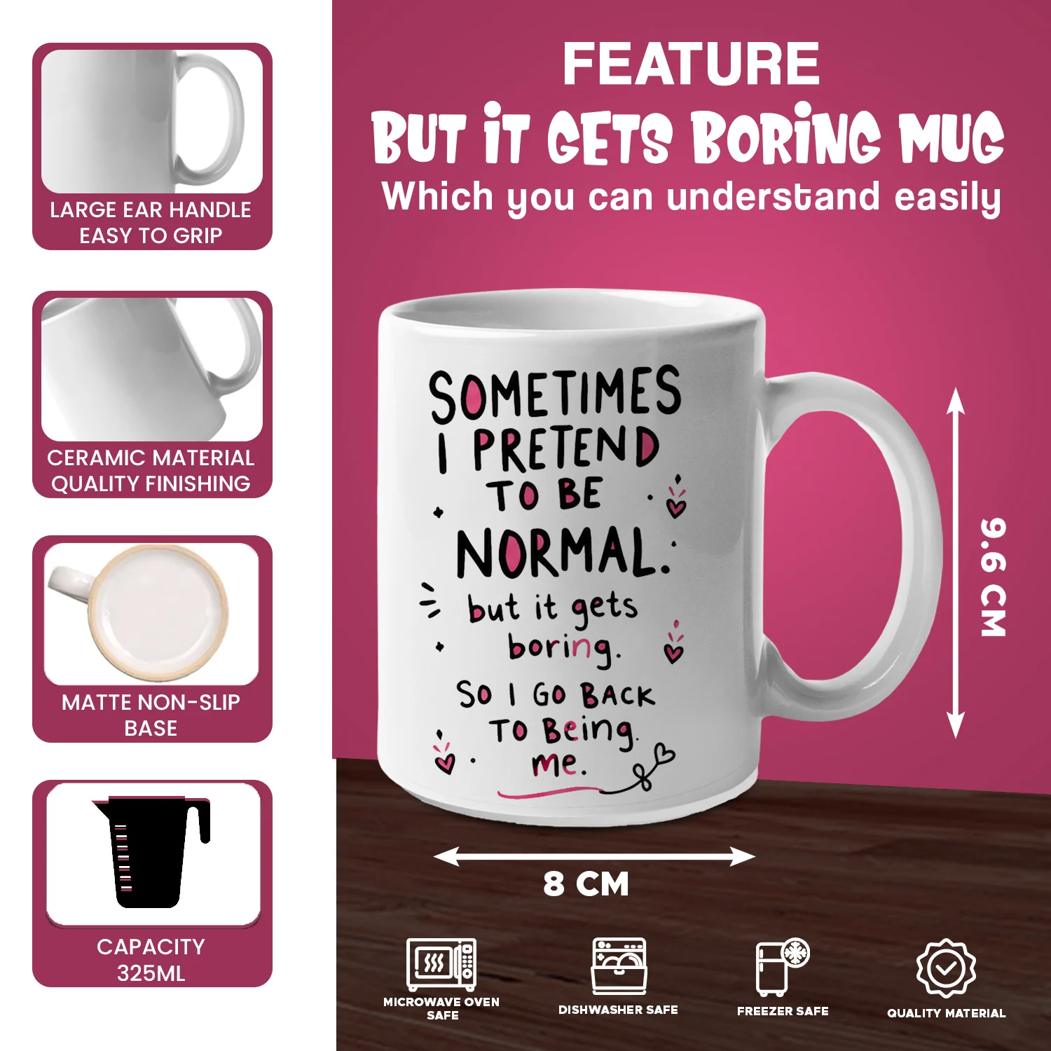 Sometimes I Pretend To Be Normal But It Gets Boring Funny Coffee Mug, Unique Sarcastic Quote Ceramic Tea Cup, Relatable Office Humor Gift For Friends Coworkers And Family, Durable White Novelty Drinkware For Morning Coffee And Home Use