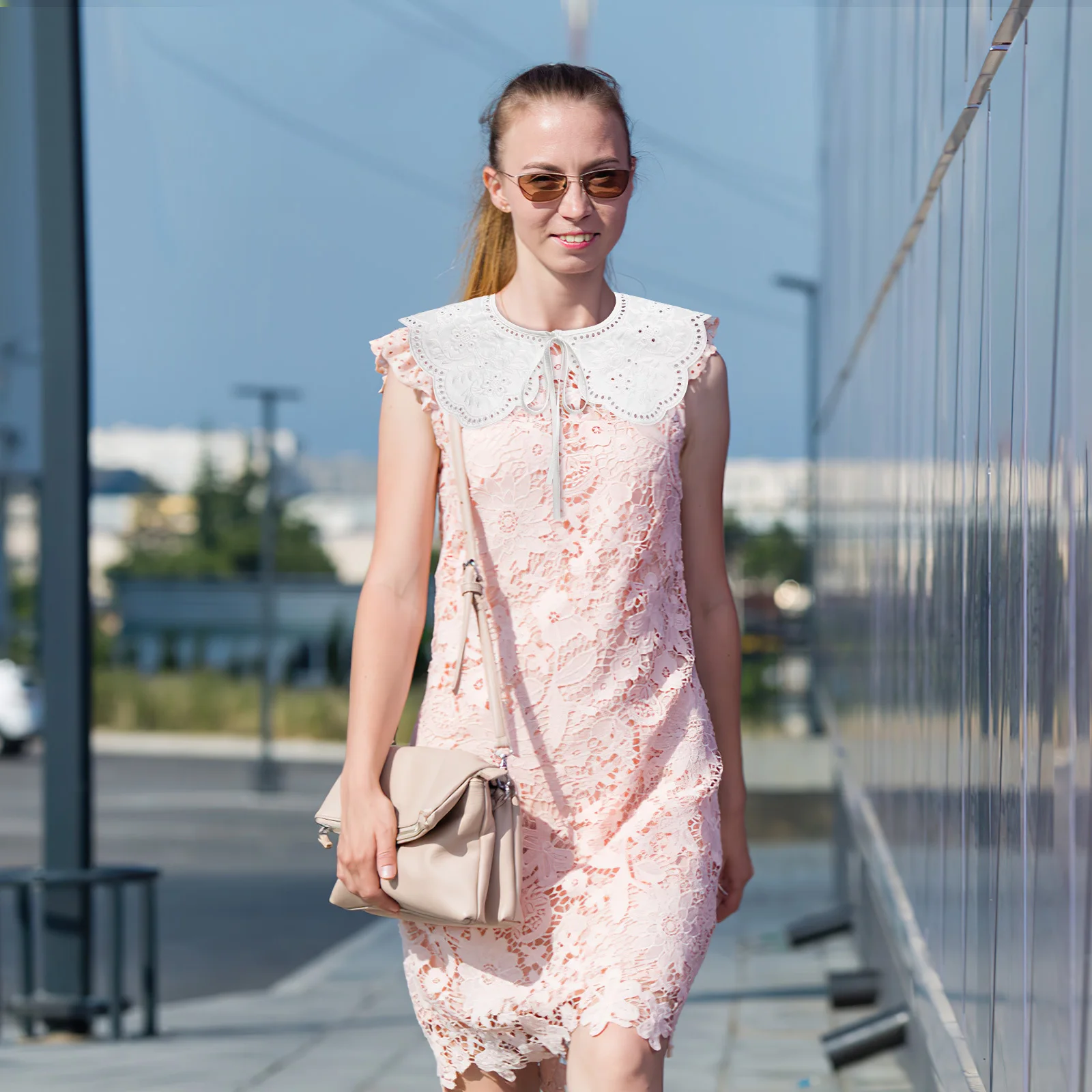 طوق مزيف مطرز بالدانتيل القطني قابل للفصل، ياقة كاذبة مريحة للتنفس للنساء، إكسسوارات أزياء القميص