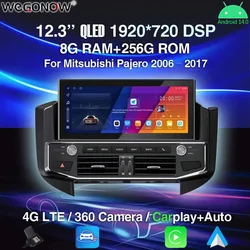 Android 14.0 1920*720 360 Carplay 8G+256G Car DVD Player GPS Map WIFI Bluetooth 5.0 RDS Radio For Mitsubishi Pajero 2006 - 2017