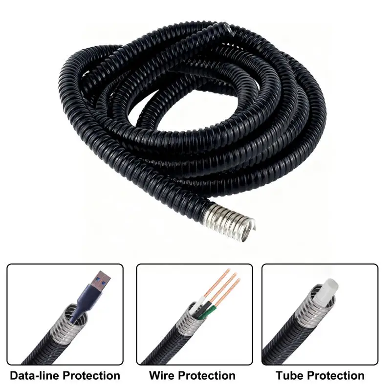 4mm-20mm Flexible Metal Conduit 3 Meters Liquid Tight PVC Coated 304 Steel Corrugated Tube for Indoor Outdoor Cable Protection