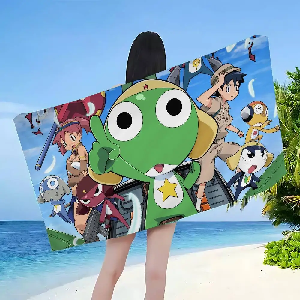 Keroro Frog Cool Gunsou Sergeant Anime Beach Swimming Towel Soft Absorbent Washcloth Children's Gifts for Kids Camping Gym