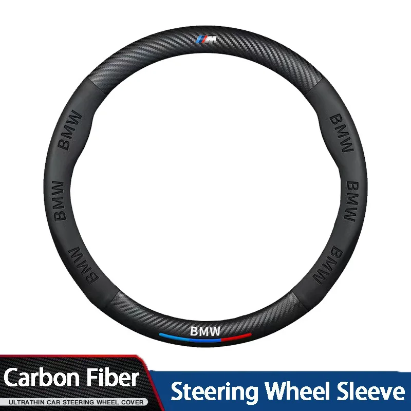 

3D Embossing Carbon Fiber Leather Car Steering Wheel Cover For BMW M Sport E90 E36 E60 X1 F22 F21 E46 E39 E30 F20 E87 E92 X5 E34