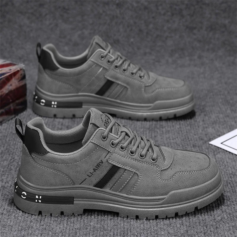 2025 New Spring Autumn Men's Retro Work Sneakers Thick Sole Anti-Slip Safety Shoes Durable Footwear for Labor Daily Commute shoe
