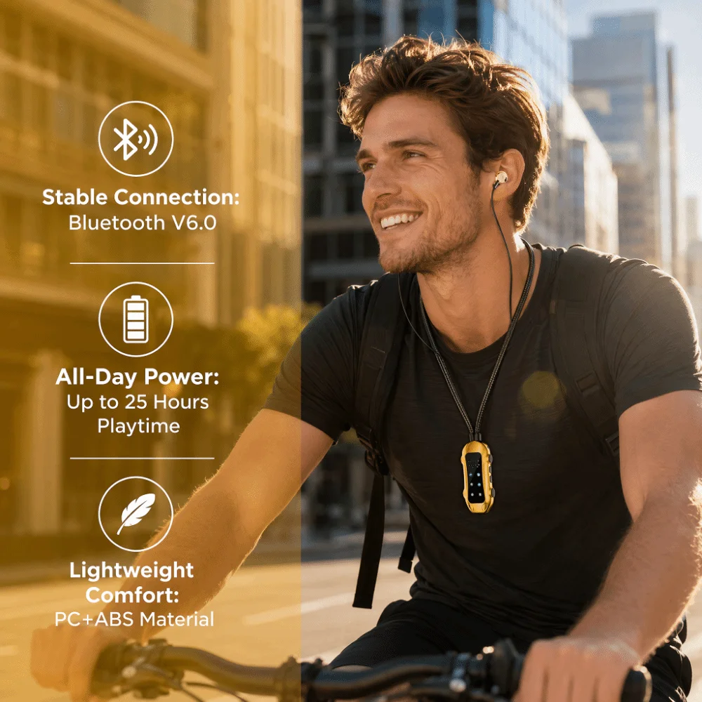 Card Insertion Necklace Style Headphones Noise Cancelling Bluetooth 6.0 Wireless Bluetooth Earphones High Quality Wireless