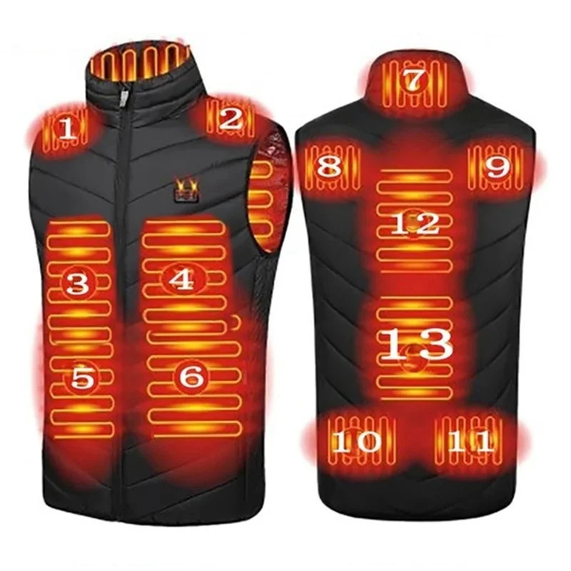 13 Areas Heated Vest Oversized Women Men Winter Snowboarding Coat Self Heating Vest USB Electric Thermal Vest Jacket Outdoor