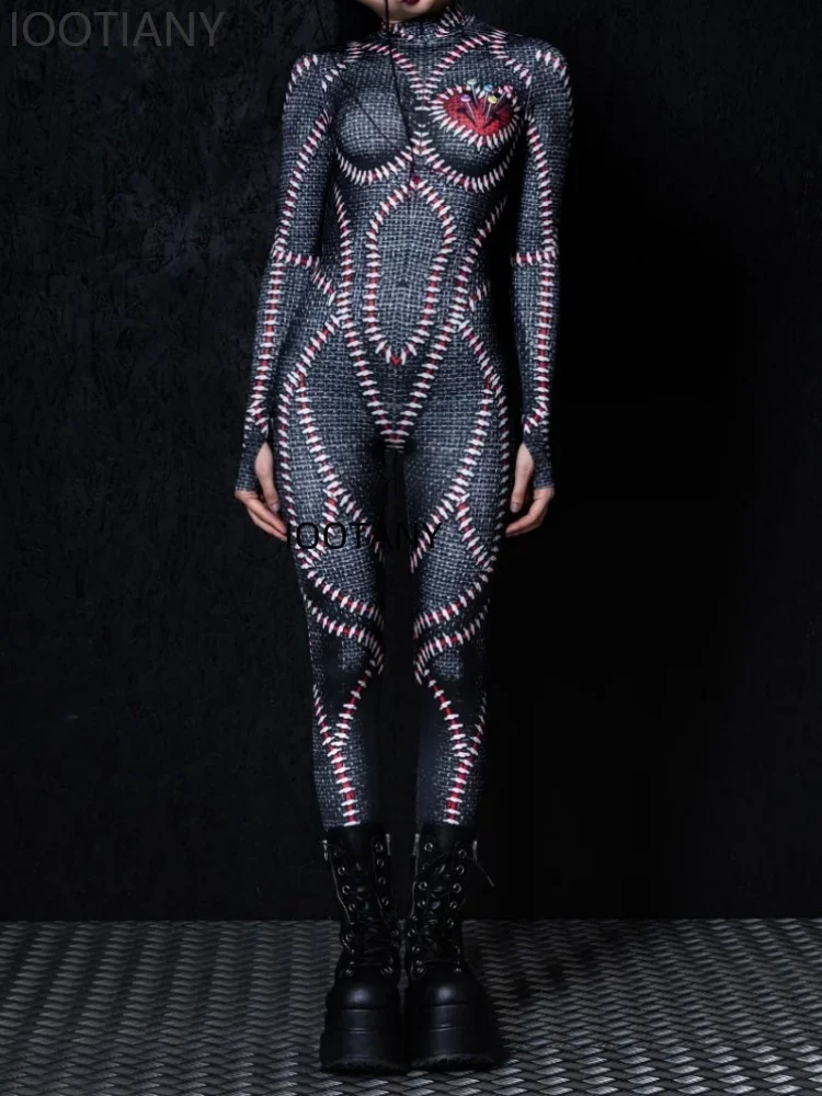 CosplayWomen مثير مهرج الجوارب هالوين كرنفال حفلة الفودو دمية زي مرحلة جوية الأداء تأثيري حلي Zentai Su