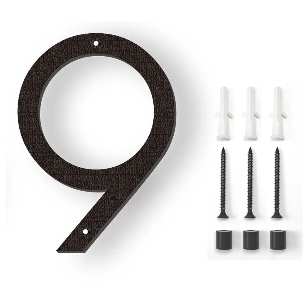 8inch Alphabet Texture Number Black Solid Hotel Room Number ABS Baking Paint 3D Suspension House Number House Number Sign