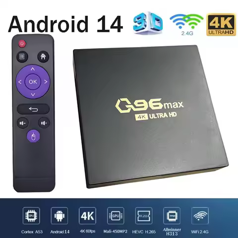 New Q96 Max tv box Android 14 Allwinner H313 4G Quad Core 64 bit 4K 3D UHD smart tv 8GB 128GB Media Player H. 265 iptv