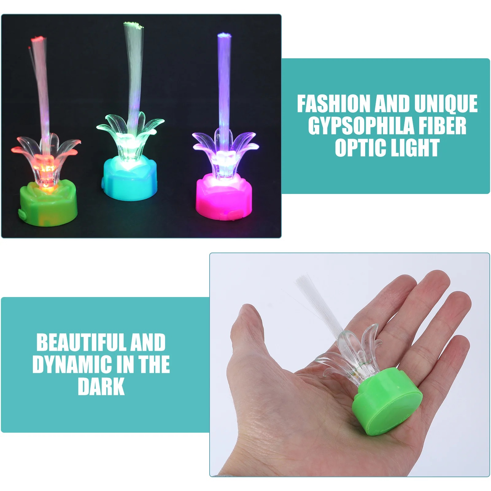 12 szt. Lampki światłowodowe w kształcie róży, wielokolorowe, zmieniające kolory, dekoracyjne światła LED z gipsówki, idealne na Boże Narodzenie, wesele, imprezy, do domu, biura, na prezenty.