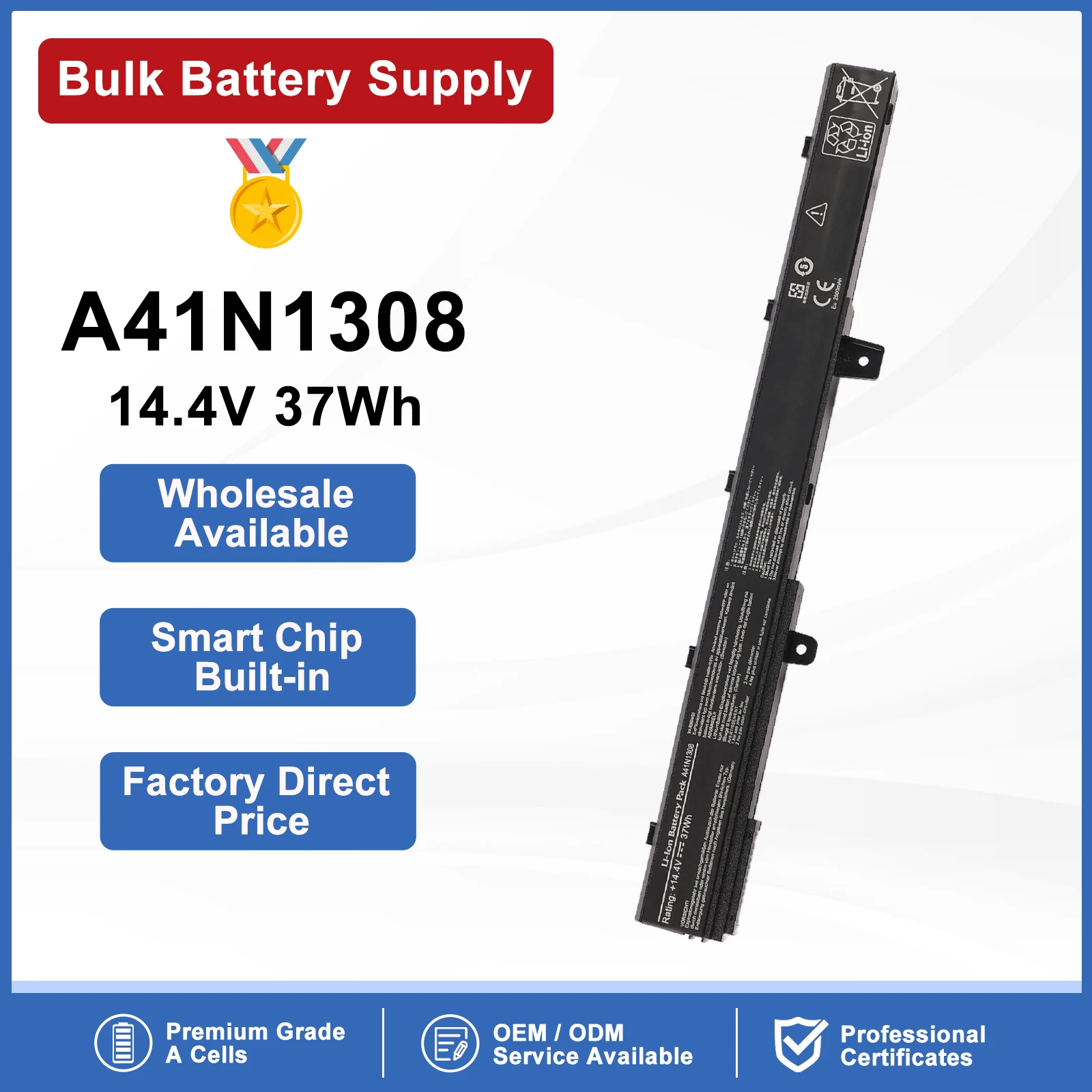 ETESBAY A41N1308 A31N1319 Laptop Battery for Asus X551M X551 X551C X551CA X551MA X451 X451C Series A41 D550 0B110-00250100