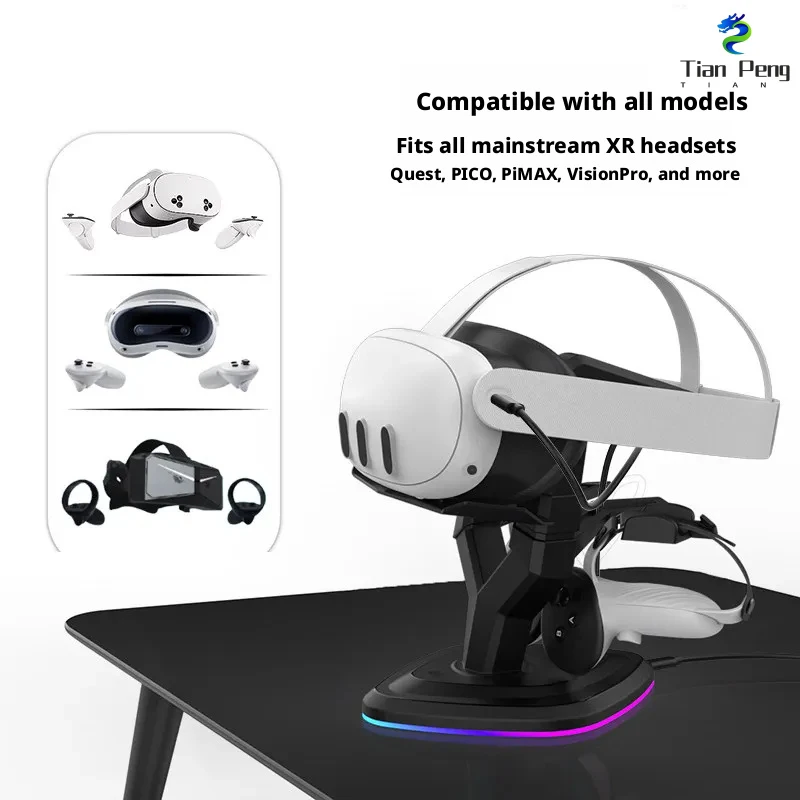15W RGB Colorful Charging Dock Stable Anti Shake Slow Charging Stand Compatible for Q3 Q3S PICO Series VR Headset