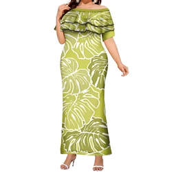 Summer Beach Dress Polynesian Tribal Samoa Custom Tiare Flower Evening Party Dresses Women Lady Elegant Long Dresses Women