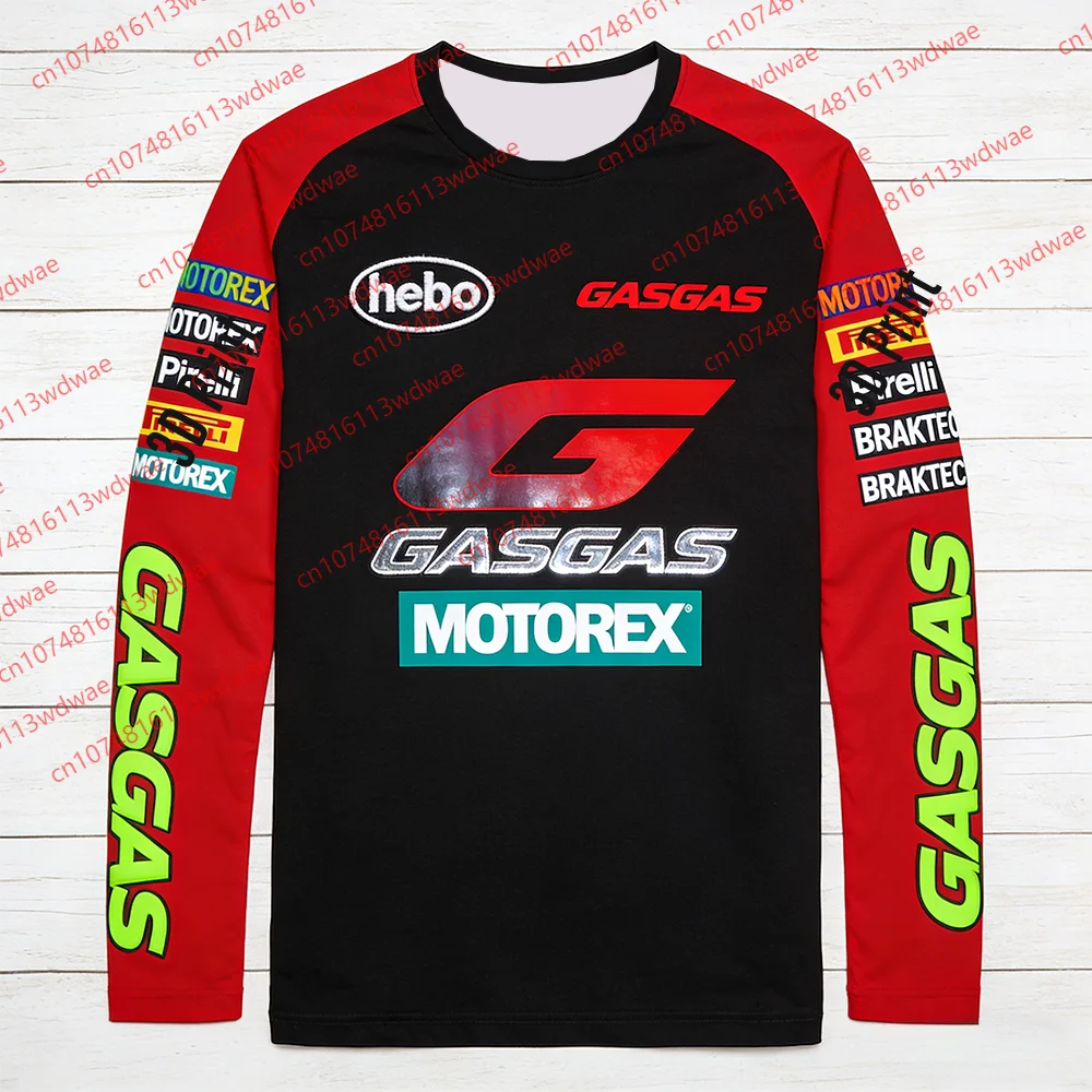 

GASGAS Motocross Jersey 2026 Men Long Sleeve Dirt Bike Racing Shirt MX Offroad Gear HEBO MOTOREX BRAKTEC Quick Dry Sport T-shirt