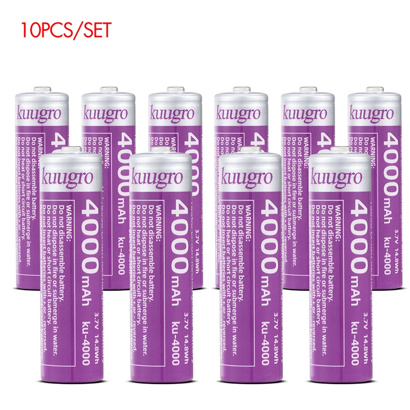 Kuugro ku-4000 puntige batterij 18650 4000 mAh 3,7 V oplaadbare lithiumbatterijen met de hoogste capaciteit 12A ontlading voor zaklamp