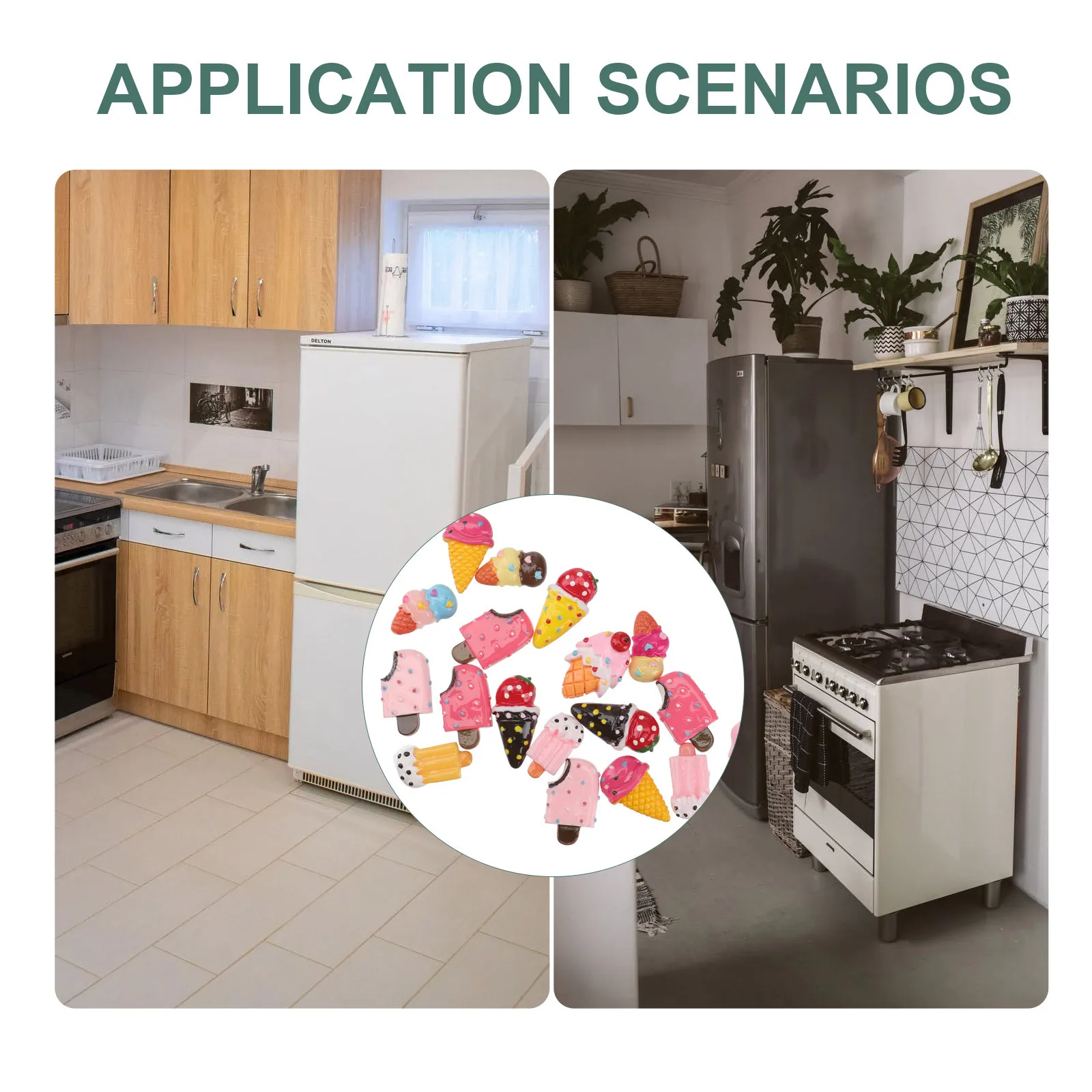 20pcs Ice Cream Decoration Creative Diy Resin Ornament For Home Decor Kids Craft Adornment Colorful Ice-Cream Shaped Decals