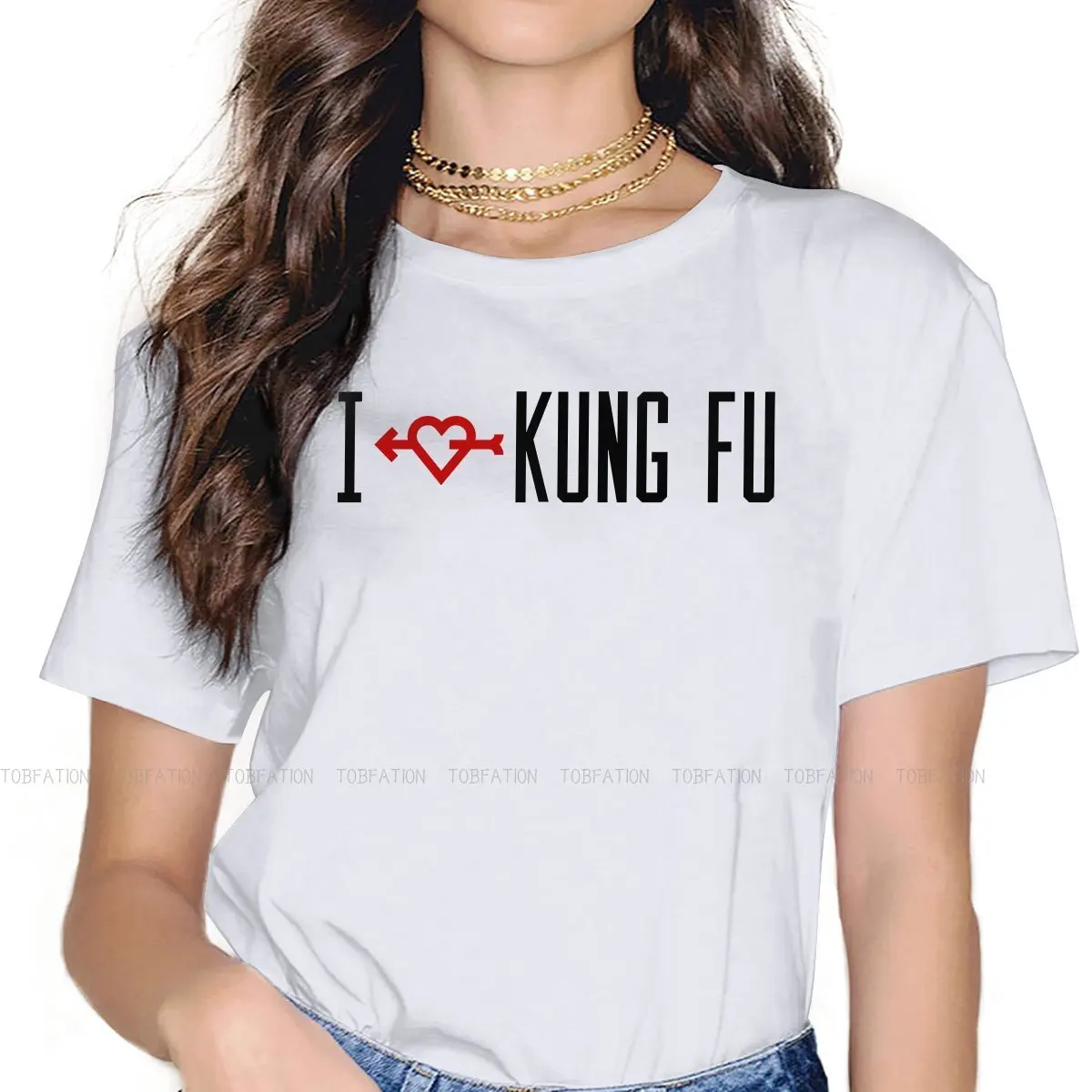 I LOVE KUNG FU TShirt For Women Kung Fu Tops Fashion Female T Shirt 4XL Homme Print Loose