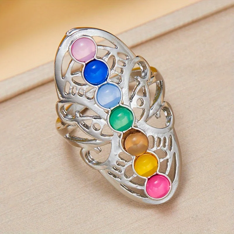Exquisite Synthetic Colorful Ring An Elegant Retro Style Daily Accessory Suitable for Any Occasion Event with An Eternal Style