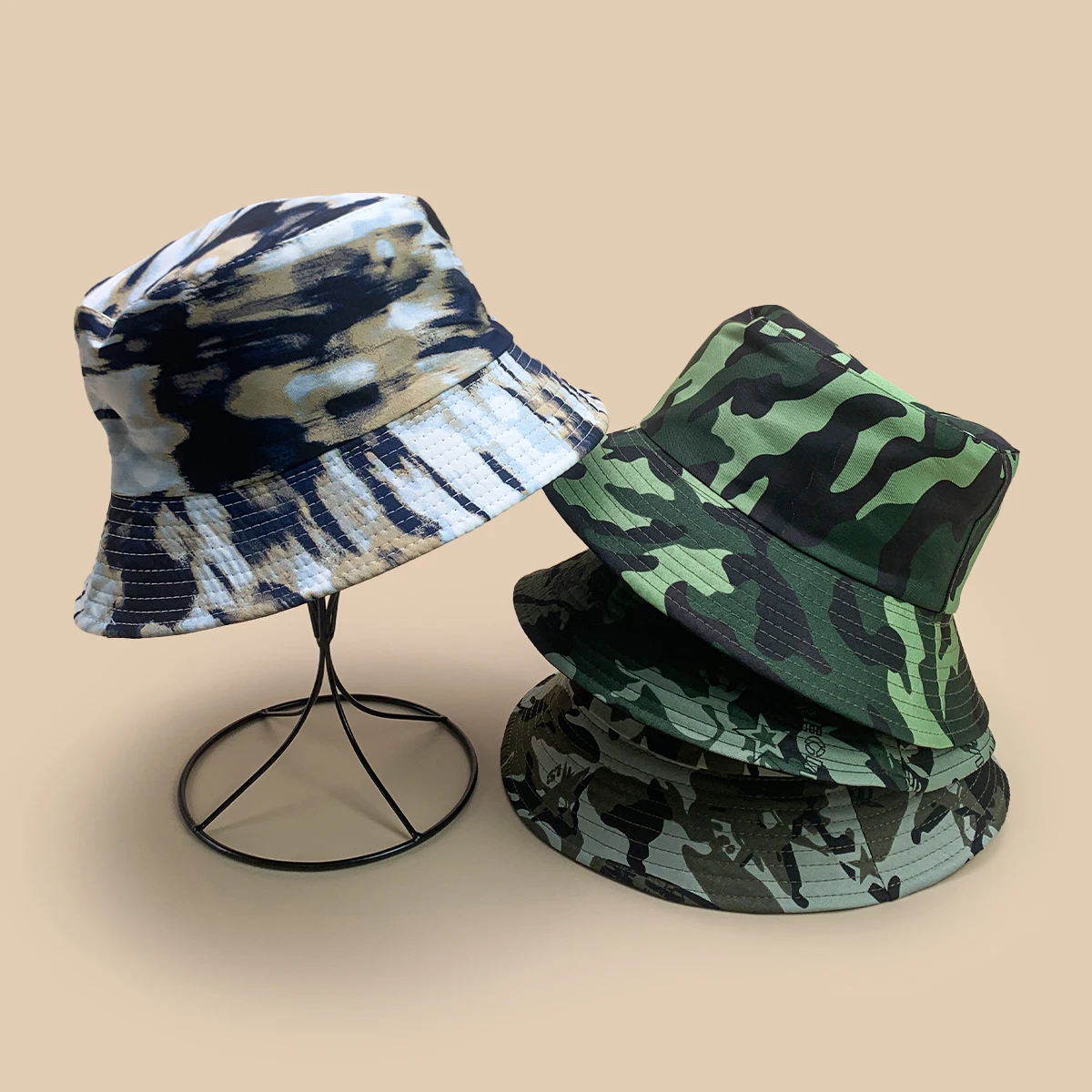 

Bandhnu Graffiti Camouflage Bucket Hats New Unisex Sunshade Outdoor Fashion Double Sided Wear Versatile Casual Fisherman Caps