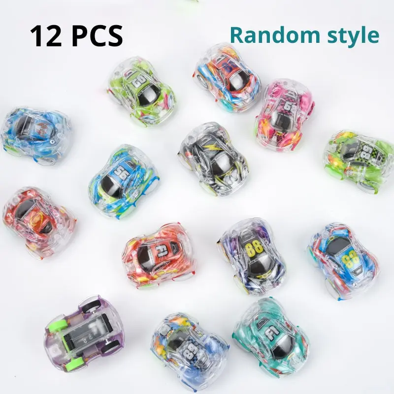 12 Pcs Camouflage Transparent Coloré Pull Back Voiture Aléatoire Enfants Modèle De Voiture Jouets