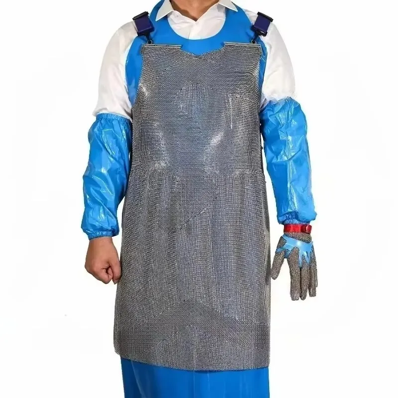 304 Stainless Steel Cut-Resistant Heavy Duty Chainmail Apron for Butcher Anti-Cutting Protective Apron for Knife Meat Work