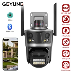 6K 12MP Wifi Security Camera Three Screens Outdoor Wireless IP Cameras Human Tracking  CCTV Video Surveillance Home Protection