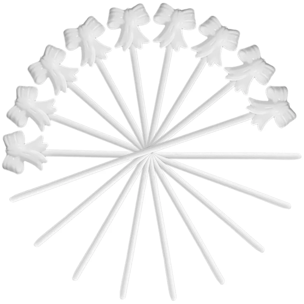 

50pcs Balloon Sticks White Plastic Reusable Balloon Holders Stands Centerpieces Accessories Bowknot Support Rods