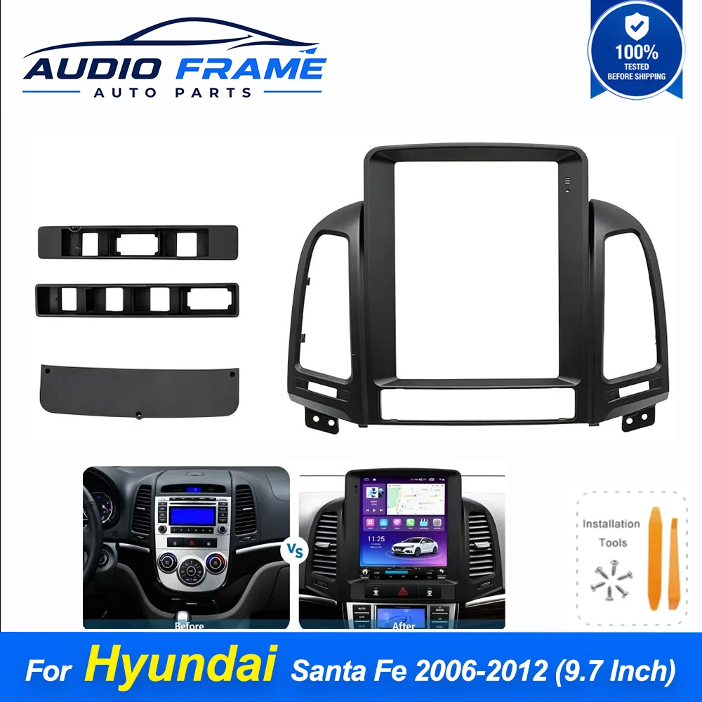 9.7 Inch Vertical Screen Android Car Radio Fascia Frame Dash Panel Kit GPS Navigation For Hyundai Santa Fe 2006-2012