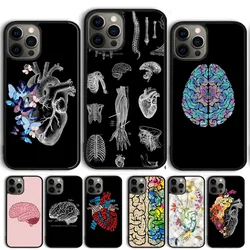 Vintage Anatomy Heart Cardiac Brain Nurse Phone Case For iPhone 17 Air 14 15 16 13 12 Max Cover For Apple 11 Pro Max Plus