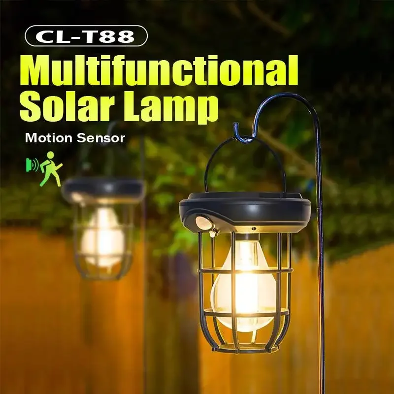LED Camping Lamp Retro Hanging Lamp Portable Stepless Dimming Camping Light Waterproof Rechargeable Outdoor Light Lantern