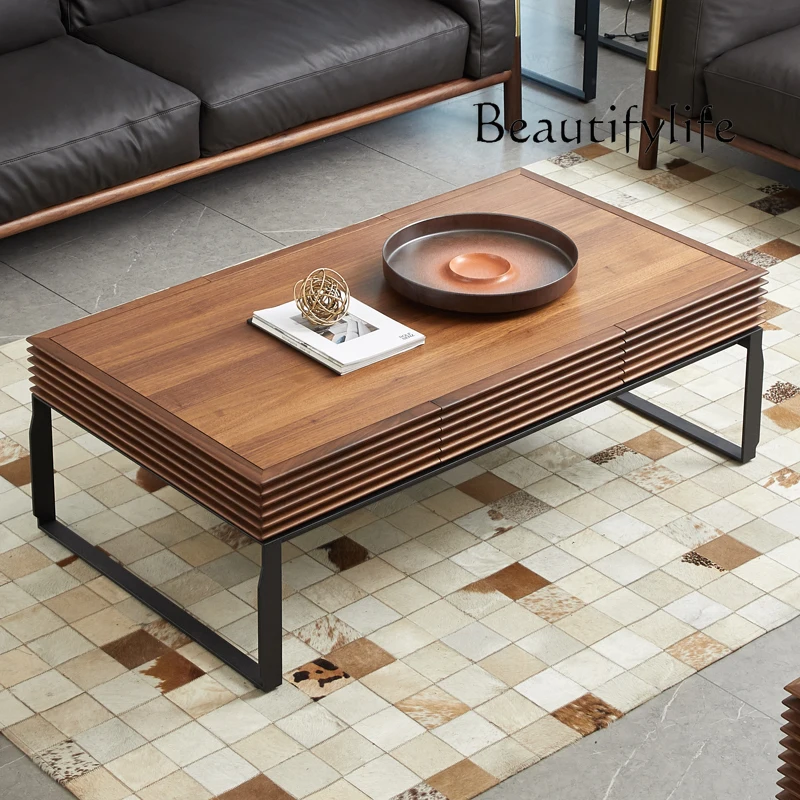 

North America Black Walnut Wood Tea Table High-End Living Room Sitting Floor Small Tea Table Solid Wood Low Table High-End Sense