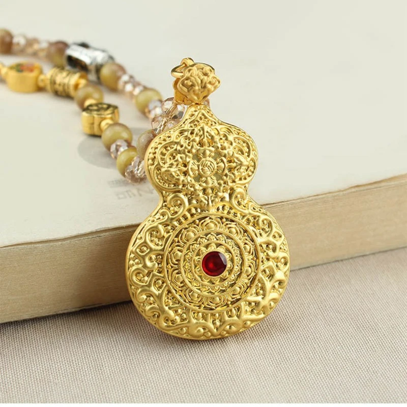 Hulu Pullover Kette Legierung Imitation Kristalle Perle Ethnischen Stil Frauen Licht Luxus High-end-Halsketten Mode Schmuck – Detail 6