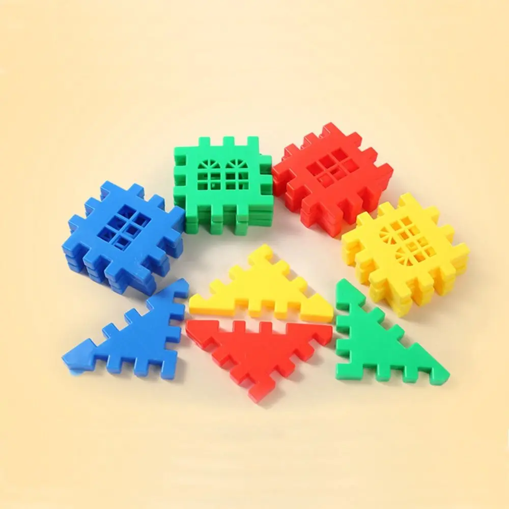 50/100pcs Plastic House Spelling Puzzle Square Triangle Kids Building Blocks Montessori Educational Kids/Toddler/Children