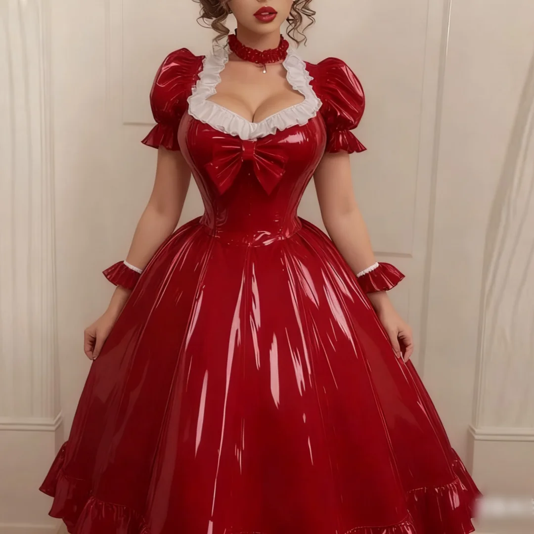 

Masquerade vestidos de fiesta Elegantes Girl Cosplay Skirt Red Victorian Prom Dress Tea Length Pvc Customized