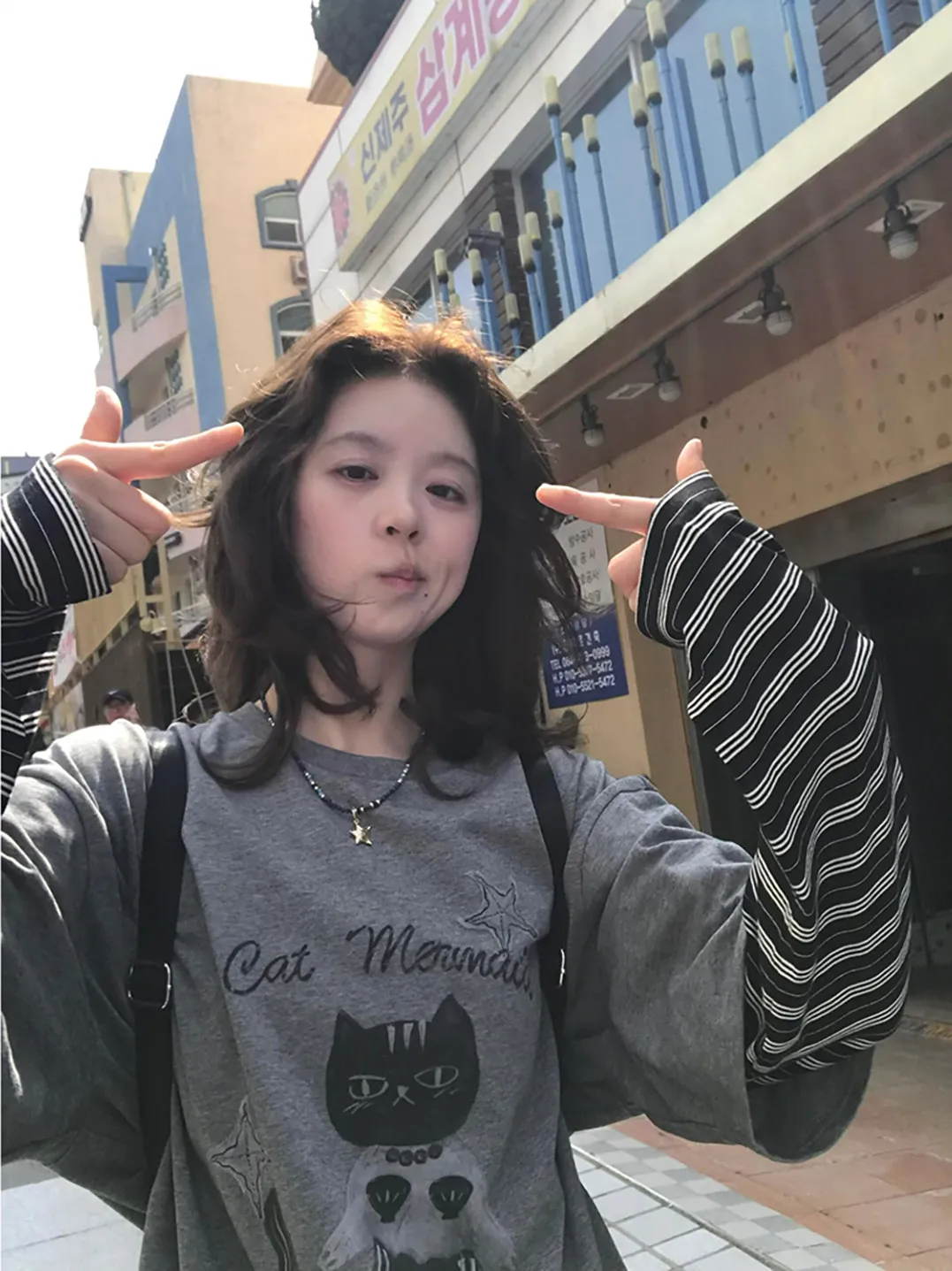 Women's Fake Two Pieces Patchwork T-shirt Harajuku Y2k Tee Top 90s Aesthetic Vintage Korean Long Sleeve T-shirts 2000s Clothes