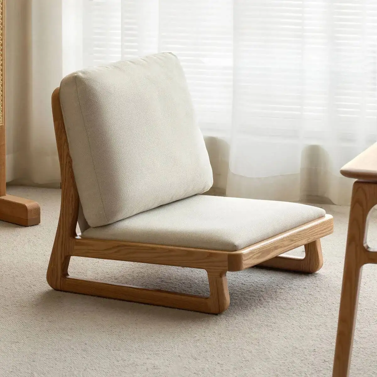 

Solid wood tatami tea chair Simple leisure chair Small unit with bay window and low backrest chair