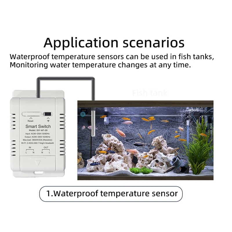 Wifi Temperature Switch With Sensor Ewelink Smart Wifi 20A Thermostat Temperature Switch Supports Voice Control