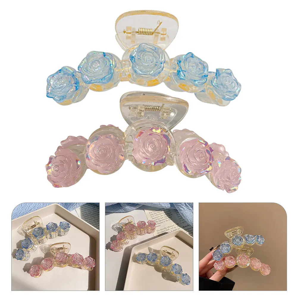 

2Pcs Pretty Flower Hair Claw Clips Large Decorative Jaw Clips for Women Thick Hair Hairdressing Styling Tool Party
