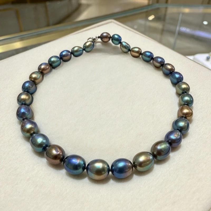 9-10mm Multicolor Pearl Necklace, Baroque Style, Single Strand, Women Fashion Jewelry