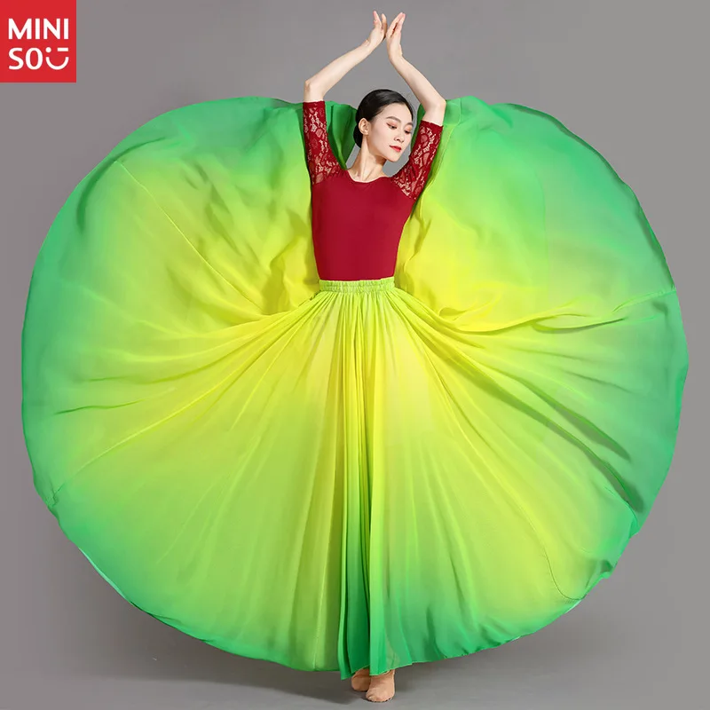 Klasyczna spódnica do tańca, rozkloszowana, do tańca nowoczesnego, do ćwiczeń, długa, damska, dla dorosłych, do tańca towarzyskiego, na występy, elegancka spódnica z gazy.