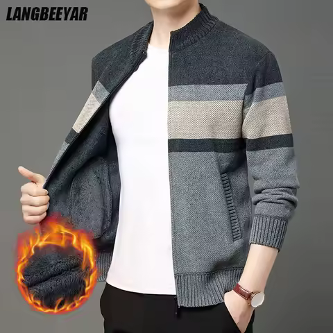 Premium Thick Chenille Fabric Warm New Brand Casual Fashion Stand Collar Men Jacket Streetwear Zipper Autumn Winter Coats