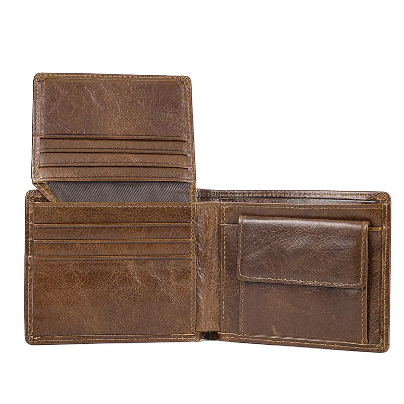 Vintage Genuine Leather Wallet for Foreign Trade, European and American Style, Men's Dollar Clip, Coin Purse, Anti-Skimmingwalle